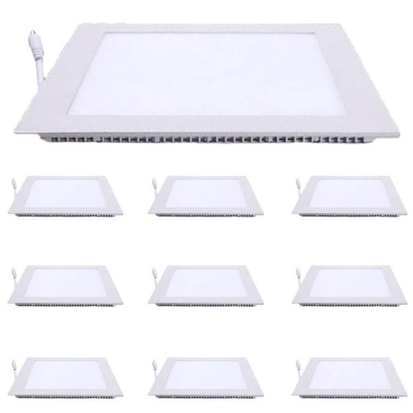 Imagem de Kit 10 Plafon Led Quadrado Embutir 12w 17x17cm Branco Frio