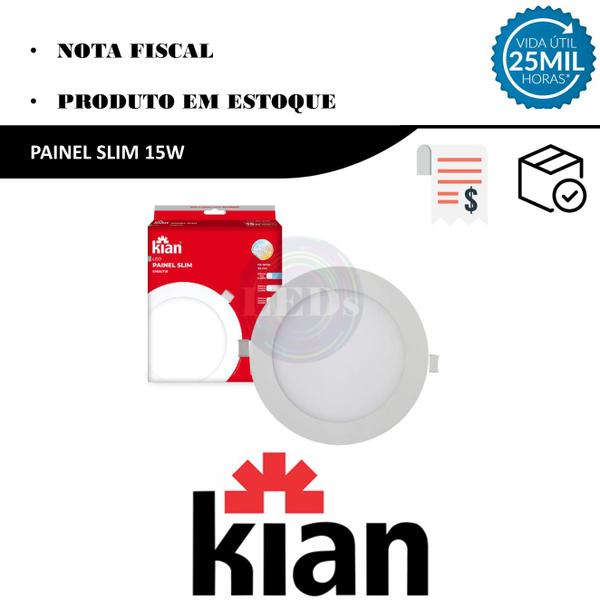 Imagem de Kit 10 Plafon Painel Redondo Embutir 15w 19x19cm Branco Frio 6000K