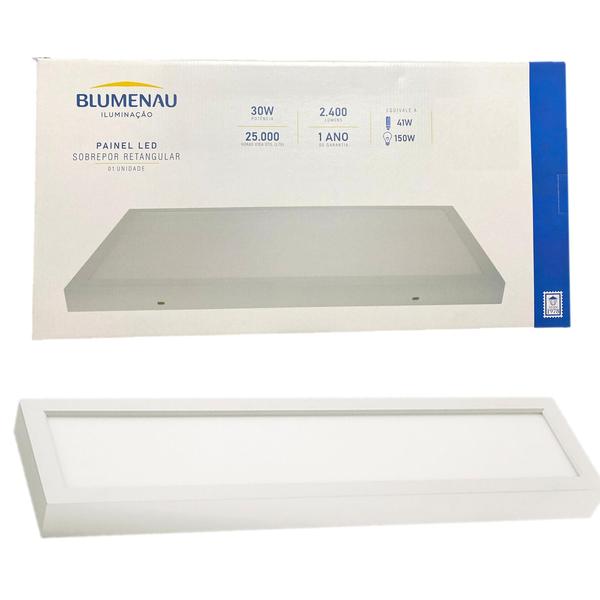 Imagem de Kit 10 Plafon Sobrepor Retangular 30x60cm 30w Branco Neutro 4100k