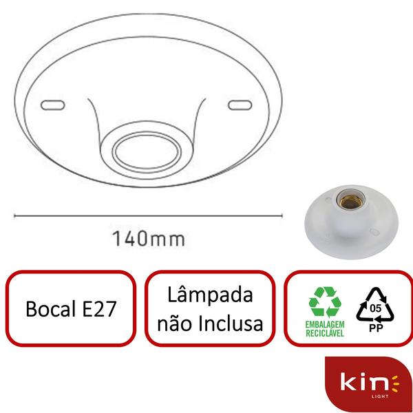 Imagem de Kit 10 Plafonier Plafon Branco Bocal Lampada E27 Em Porcelana