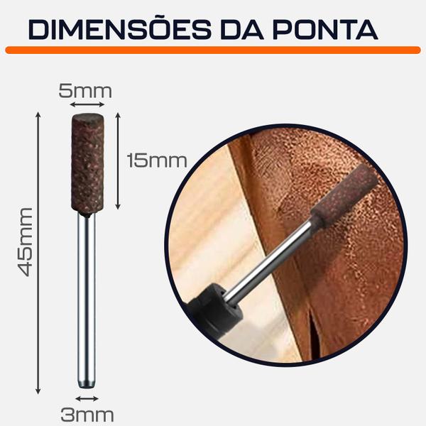 Imagem de Kit 10 Ponta Montada 4mm a 10mm Borracha com Abrasivo Dremax