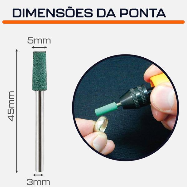 Imagem de Kit 10 Ponta Montada de 4 a 10mm Borracha Mini Retíficas 3mm