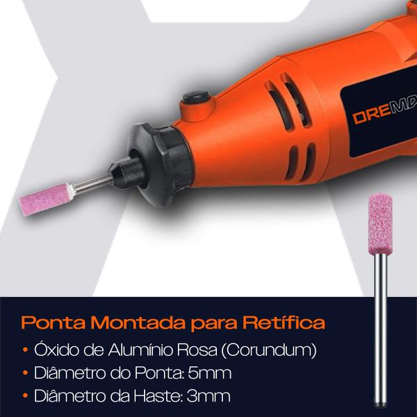 Imagem de Kit 10 Pontas Montadas Retas Rebolo Abrasivo Micro Retíficas