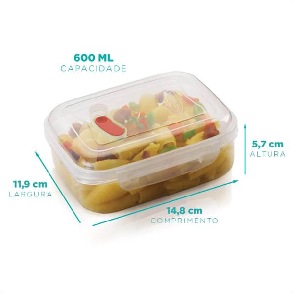 Imagem de Kit 10 Pote Para Alimentos Com Válvula E Travas 600ML Transparente