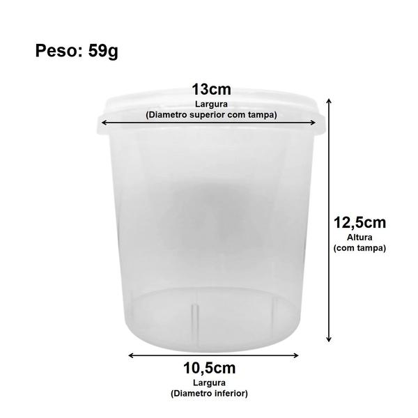 Imagem de Kit 10 Pote Plastico Transparente Cilíndrico 1000ml C/ Tampa Lacre