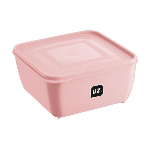 Imagem de Kit 10 Pote Quadrado Plástico 1,5L Premium UZ Cor Rosa