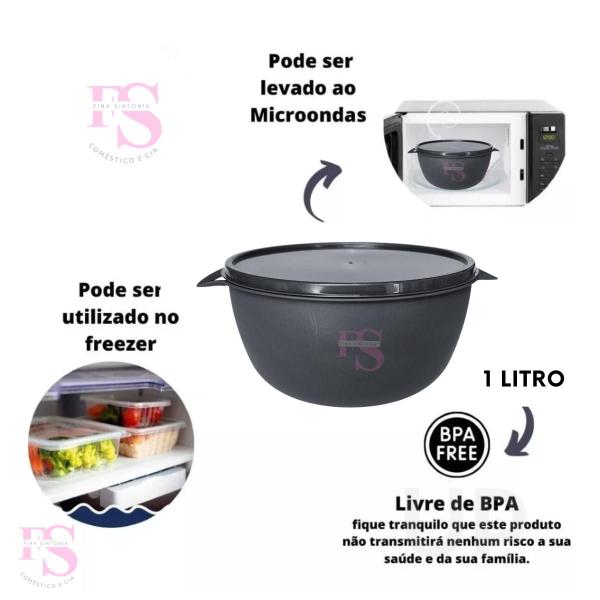 Imagem de Kit 10 Potes Bowl  1 Litro Aptos Para Freezer, Micro-ondas e Lava-louças