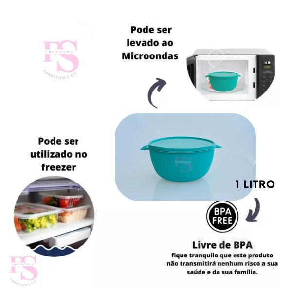 Imagem de Kit 10 Potes Bowl  1 Litro Aptos Para Freezer, Micro-ondas e Lava-louças