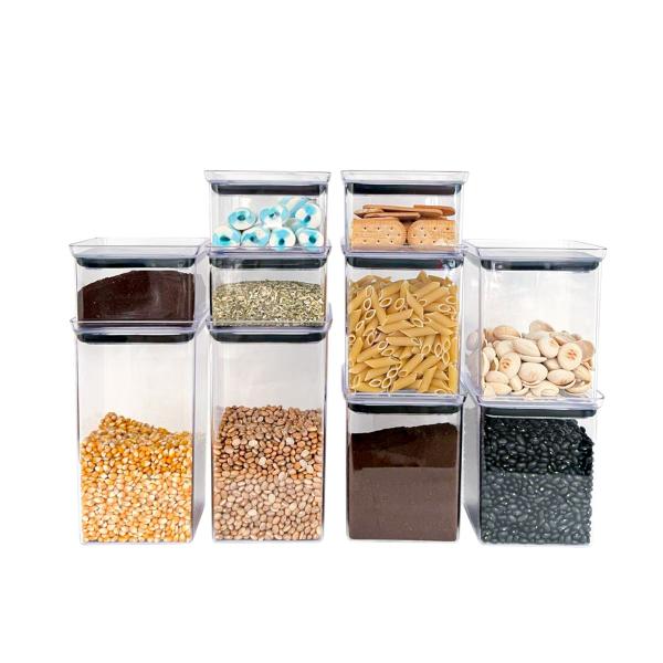 Imagem de Kit 10 Potes Hermético Elegance 550ml 1300ml e 2100ml Organize sua Cozinha Armazenamento Seguro e Fresco