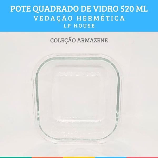 Imagem de Kit 10 Potes Quadrado Vidro Vedação Hermética 520ml LP House