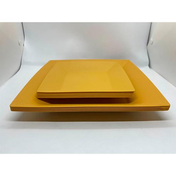 Kit 10 Prato Quadrado Japonês Plástico Amarelo Multiuso - VENDEU BEM Imagem de Kit 10 Prato Quadrado Japonês Plástico Amarelo Multiuso