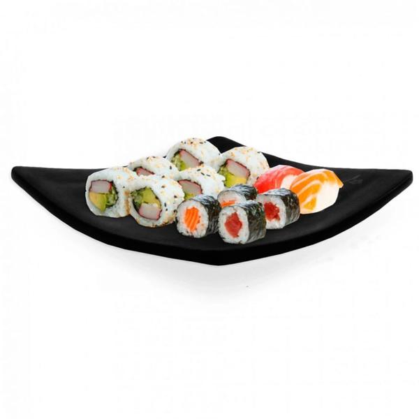 Imagem de Kit 10 Pratos 14 Cm Quadrados em Melamina Preto Sushi e Petisco  Bestfer 