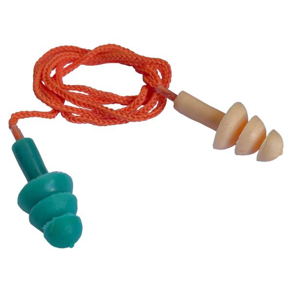 Imagem de Kit 10 Protetor Auricular Tipo Plug Tampão de Ouvido Com Cordão Bicolor Prevent 16 db