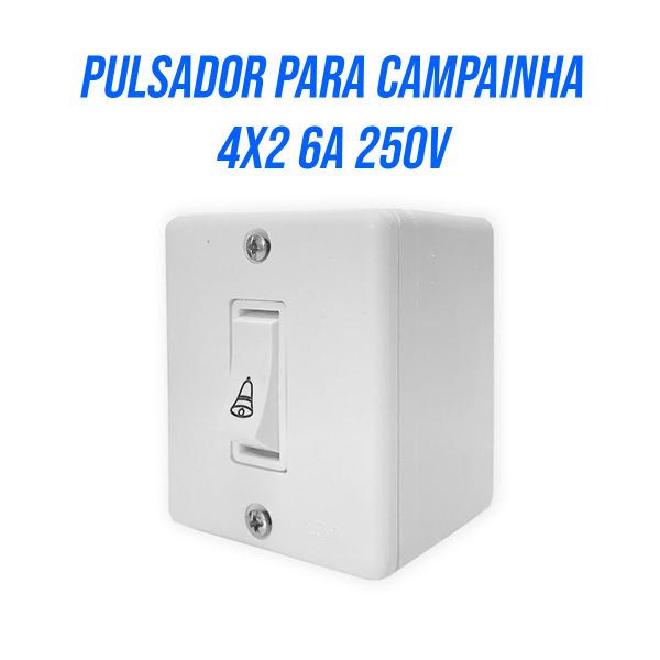 Imagem de kit 10 Pulsador para Campainha Sobrepor 6A 250V com placa 4x2 Ilumi