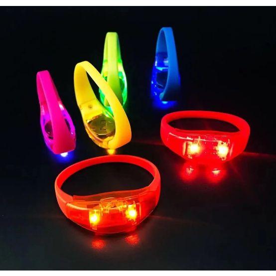 Imagem de Kit 10 Pulseiras Led Hutz Pisca Com Música E Som Balada Neon Rave