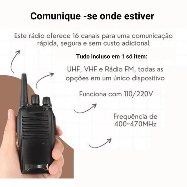 Imagem de Kit 10 Rádios Comunicadores Baofeng Walk Talk 16 Canais BF-777S