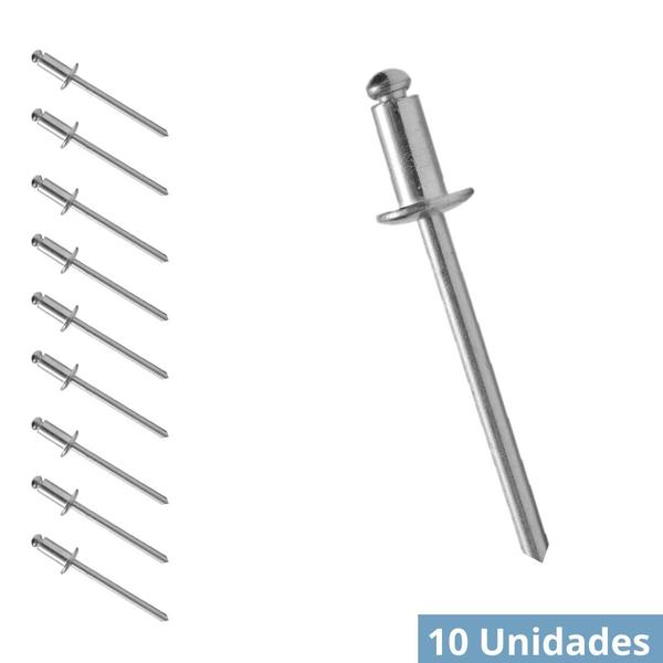 Imagem de Kit 10 Rebite Pop Repuxo 5X12mm De Alumínio Fixação Metal Chapa Portão Grade Mecânica Serralheira