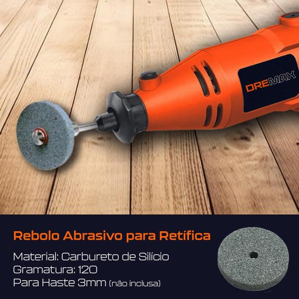 Imagem de Kit 10 Rebolo Roda Abrasiva 20Mm G120 E G220 Micro Retíficas