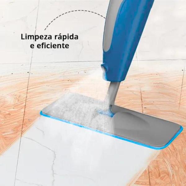 Imagem de Kit 10 Refil Mop Spray Esfregão Microfibra Alta Limpeza Azul