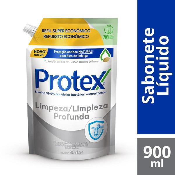 Imagem de Kit 10 Refil Sabonete Líquido Protex Limpeza Profunda 900ml