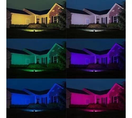 Imagem de Kit 10 Refletor Holofote Led Rgb Multicolorido C/ Controle 20w Ip66 Bivolt Quintal Jardim