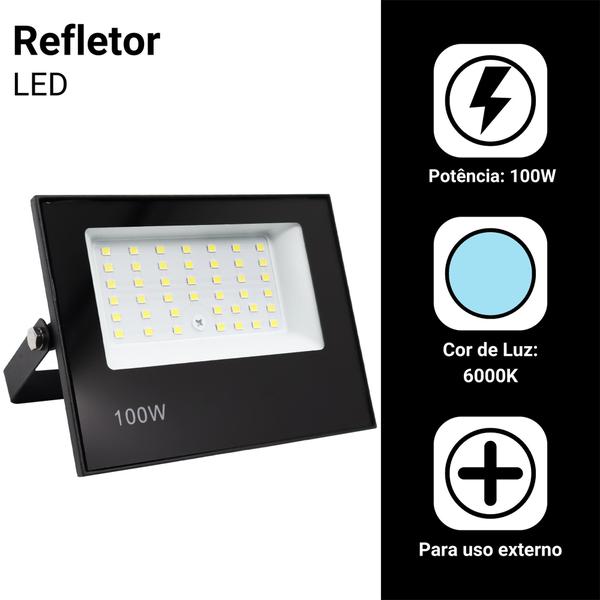 Imagem de Kit 10 Refletor Led 100w Holofote Bivolt Prova Dágua Ip66 Frio