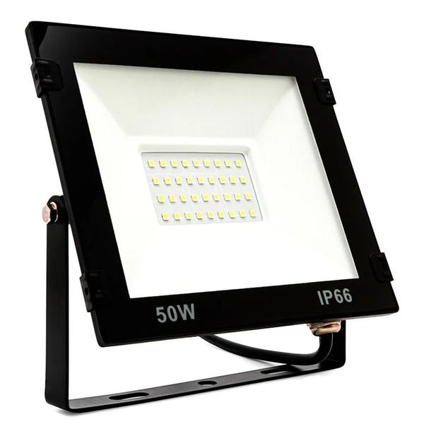 Imagem de Kit 10 Refletor Led Holofote 50w Branco Frio Resistente A Água Ip66