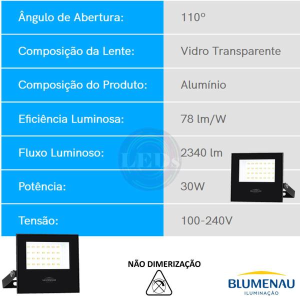 Imagem de Kit 10 Refletor Led Slim 30w Branco Quente 3000K IP66 Luz AMARELA