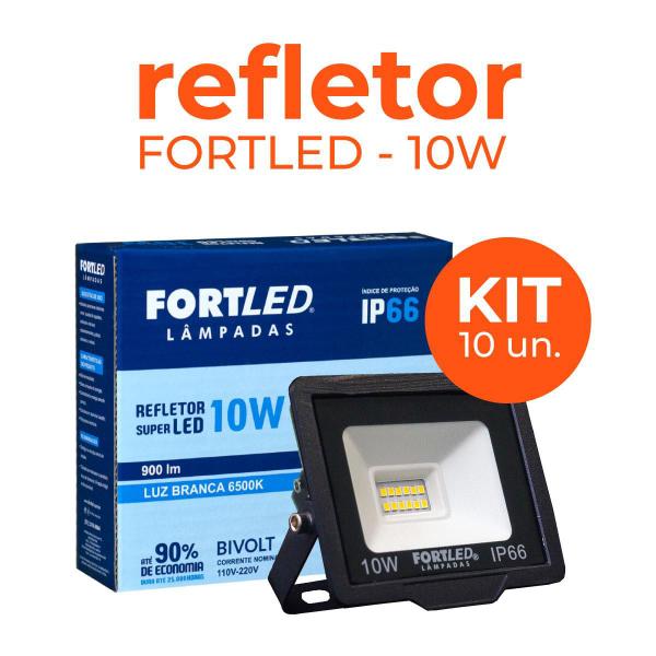 Imagem de Kit 10 Refletores de Led 10W Fortled