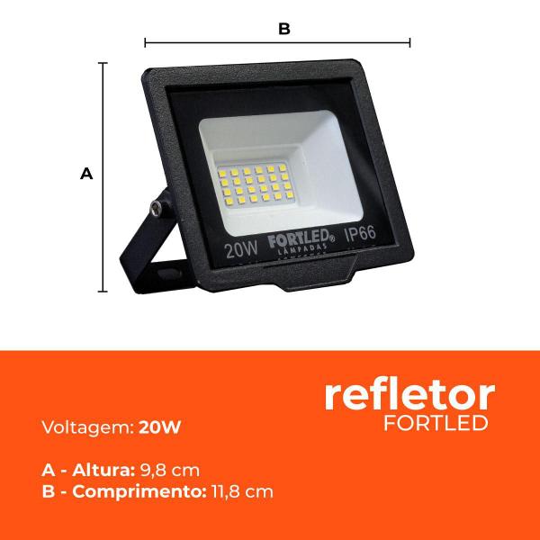 Imagem de Kit 10 Refletores de Led 20W  Fortled