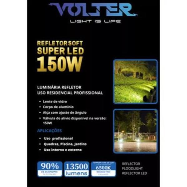 Imagem de Kit 10 Refletores Holofote 150w Prova Dagua Fr 13500 Lm Cor Da Carcaça Preto Cor Da Luz Branco-frio