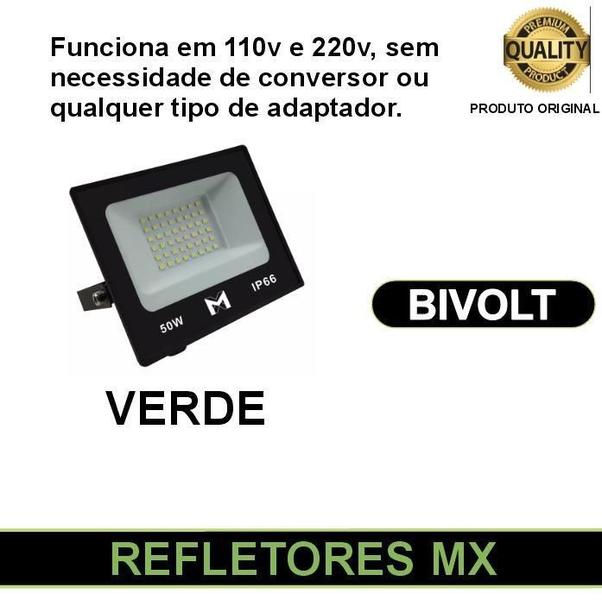 Imagem de Kit 10 Refletores Holofote Led 50W Verde - Verde