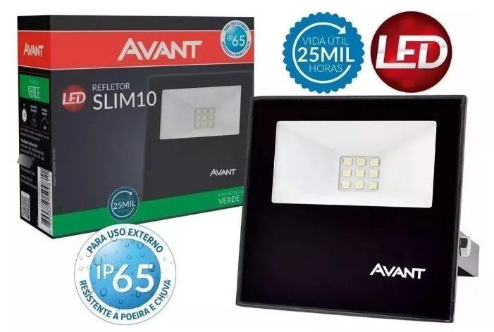 Imagem de Kit 10 Refletores LED Slim Avant Preto 10w Bivolt IP65 Uso Interno e Externo