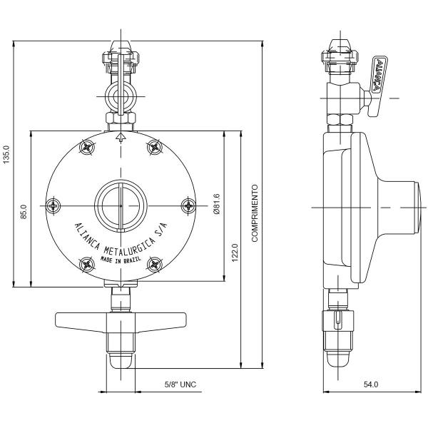 Imagem de Kit 10 Regulador de Gás Aliança 506/01 Doméstico - Vazão de 2kg/h