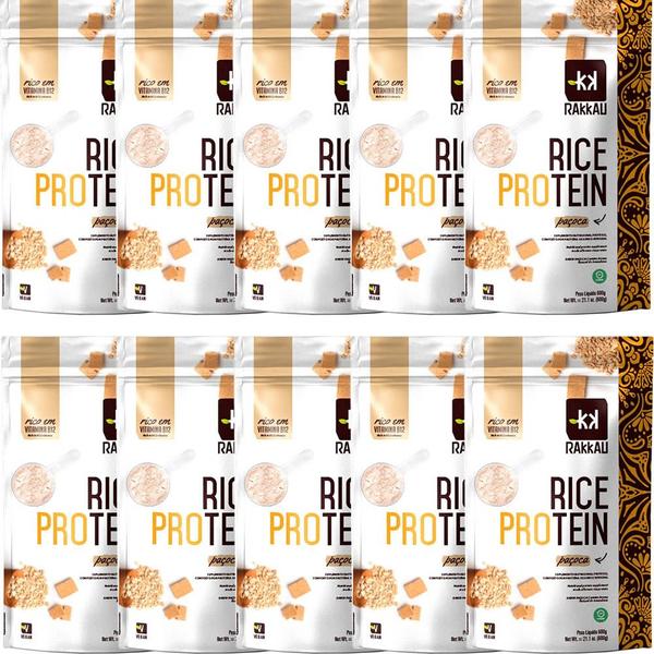 Imagem de Kit 10 Rice Protein Paçoca Rakkau 600g - Vegano - Proteína