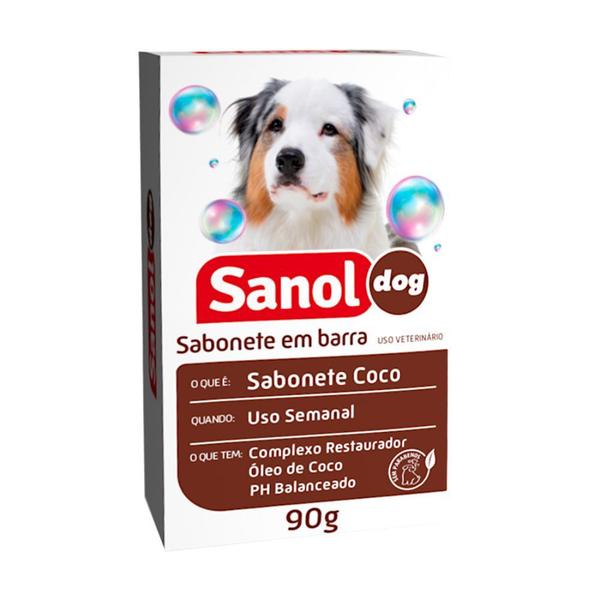 Imagem de Kit 10 Sabonete em Barra Coco Sanol Dog p Cães e Gatos 90g