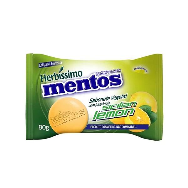 Imagem de Kit 10 Sabonete Mentos Limão Siciliano Sabão em Barra Frutas 80g Herbíssimo