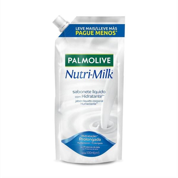 Imagem de Kit 10 Sabonetes Líquido Palmolive Nutri-Milk Hidratante Refil 500ml