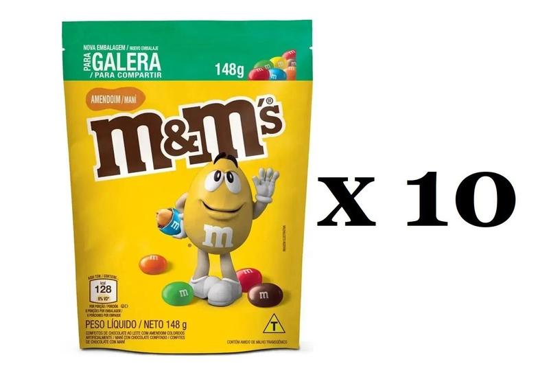 Imagem de Kit 10 Sachês Chocolate Ao Leite c/ Amendoim M&m's 148g -MARS