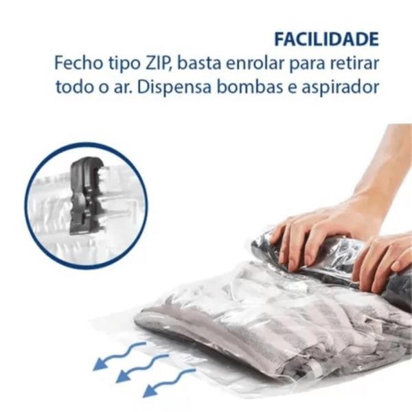 Imagem de Kit 10 Saco a Vácuo 50x70 Não Precisa de Bomba Otimização de Espaço