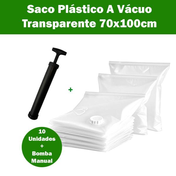 Imagem de Kit 10 Saco À Vacuo 70x100cm Otimização De Espaço + Bomba