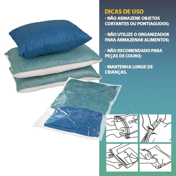 Imagem de Kit 10 Saco À Vácuo Embalagem Organizador 50x70cm Guarda Roupas Viagem