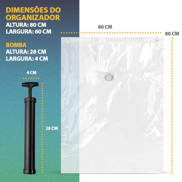 Imagem de Kit 10 Saco À Vácuo Embalagem Organizador Guarda Roupas Viagem 50x60cm 60x80cm 40x60cm + Bomba