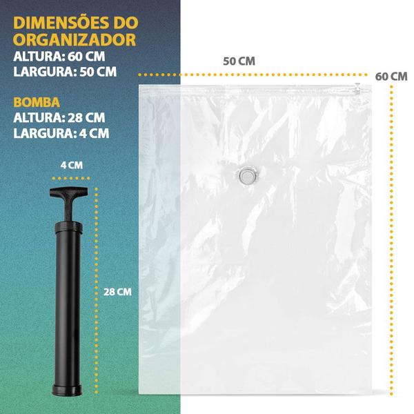 Imagem de Kit 10 Saco À Vácuo Embalagem Organizador Guarda Roupas Viagem 50x60cm + Bomba