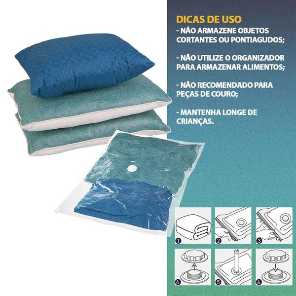 Imagem de Kit 10 Saco À Vácuo Embalagem Organizador Guarda Roupas Viagem 60x80cm + Bomba