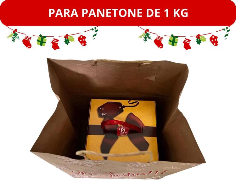 Imagem de Kit 10 Sacolas Papel Kraft Presente Natal 27x20x33 cm