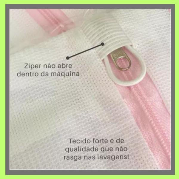 Imagem de Kit 10 Sacos De Lavar Roupas Delicadas 50x60cm Tam GG