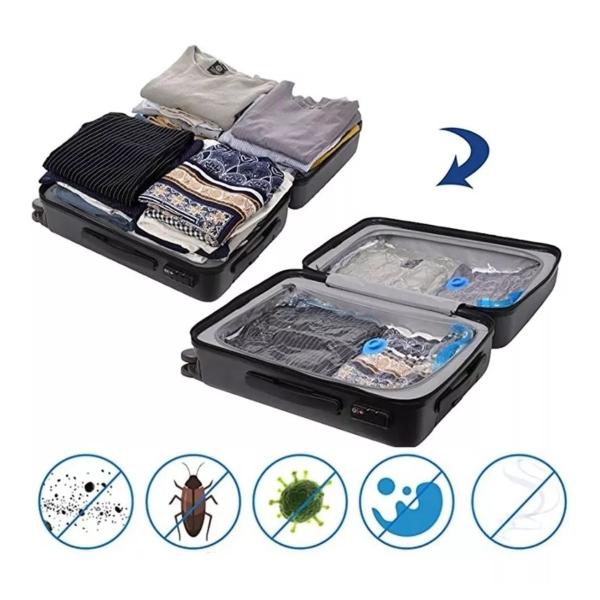 Kit 10 Sacos Organizador a Vácuo Reduz até 3x o Volume tamanho 50x60 - Clink Imagem de Kit 10 Sacos Organizador a Vácuo Reduz até 3x o Volume tamanho 50x60