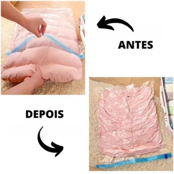 Kit 10 Sacos Organizador a Vácuo Reduz até 3x o Volume tamanho 50x60 - Clink Imagem de Kit 10 Sacos Organizador a Vácuo Reduz até 3x o Volume tamanho 50x60
