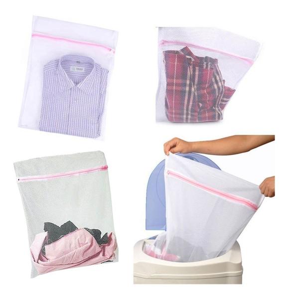 Imagem de Kit 10 Sacos Protetor Para Lavar Roupa Delicada De Bebê Íntima 40x50cm